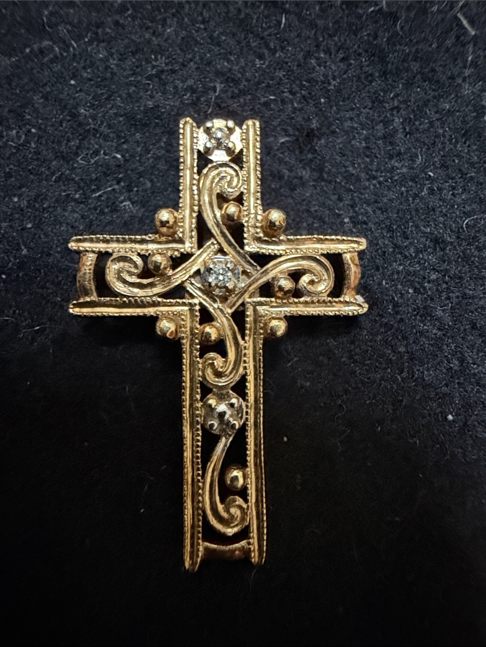 Source Unknown.  14K gold.  Signed. Diamond center